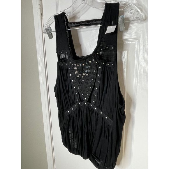 Free People Embellished Mirror Jeweled Jewel Ornate Exotic Blouse Top NWT - Picture 2 of 16